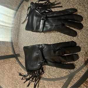 3M Thinsulate Black Leather Gloves with Fringe
